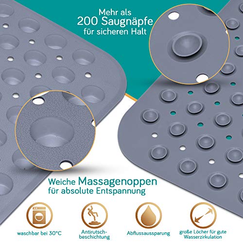 Badewannenmatte Delluxia rutschfest 100 x 40 cm mit 2 Haken