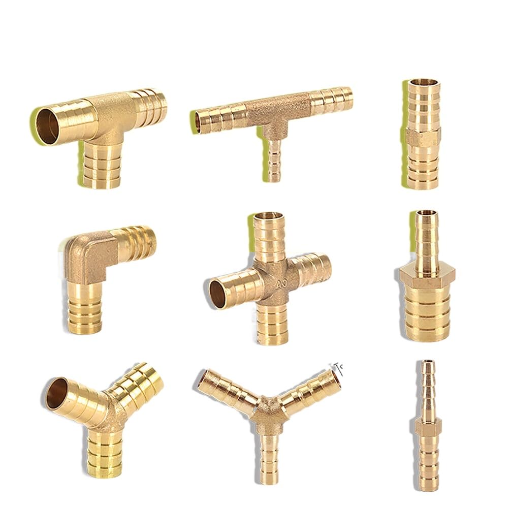 Mosiężny T Joiner wąż paliwowy łącznik gazowy złącze TEE redukujące złącza (10, sztuka: 16 mm x 14 mm x 16 mm)