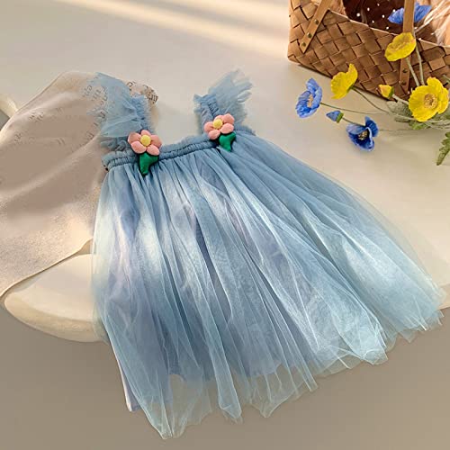 Toddler Girls Fly Sleeve Solid Color Tulle Dress Dance Princess Dresses Kids Clothes Summer Vacation Cute Sundress for Girl3