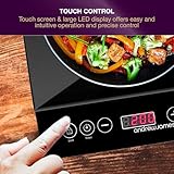 Andrew James Induction Hob Cooker 2000W, Portable Electric Hob with Hot Plate | Electric Induction Cooker with Touch Controls & 10 Heat Settings, Portable Stove (Single Black) - Image 6