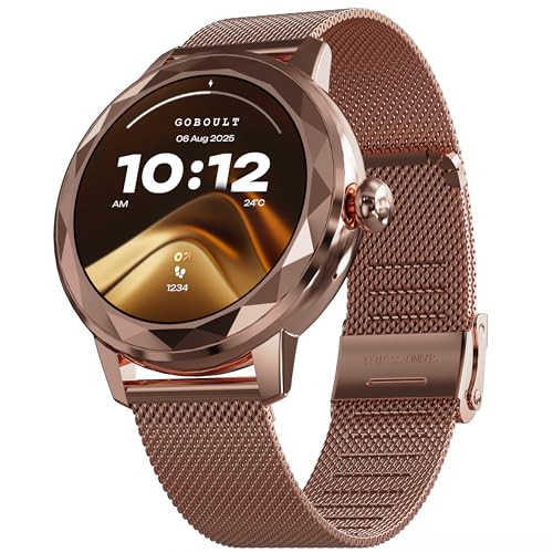 Image of GOBOULT Alora Smart Watch 1.19'' AMOLED Display, BT Calling, Rotating Bezel, 150+Watchfaces, 800 Nits Brightness, AI Voice Assistant, SpO2 Monitoring, 120+ Sports Mode (Rose Gold)