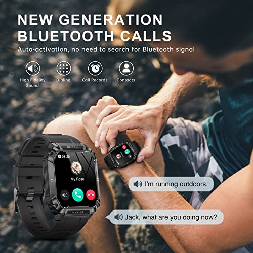 Hystorm Military Smart Watches For Men, 1.95" Smart Watch With Bluetooth Call (Answer/Make Calls), Fitness Tracker Watch Ip68 Waterproof, 123 Sports Modes, Tactical Smartwatch For Android Iphone #TOP2