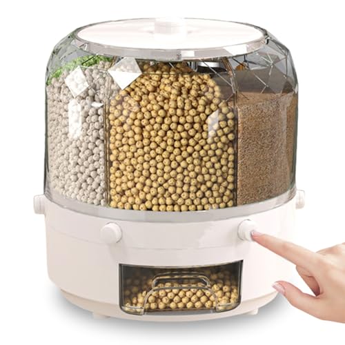 Almacenamiento de arroz y alimentos giratorios en dispensador de cereal blanco 2