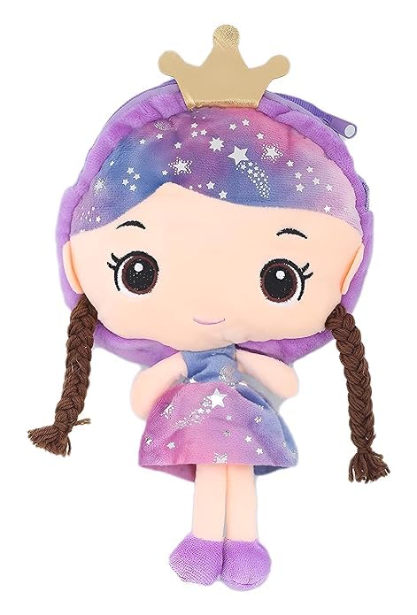 Soft Fabric Doll Shape Sling Cross Body Bag for Kids Girls Nursery Travelling Picnic Backpack for Kids Girls Soft Plush Material Zipper (Color:Purple Size (30 x 18 CM)-image-26