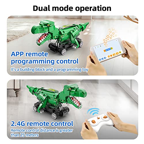 NEWRICE Fernbedienung Triceratops Bausteine Spielzeug,App-Programmierung gesteuerter Dinosaurier Spielzeugauto,für 6… – Bild 3