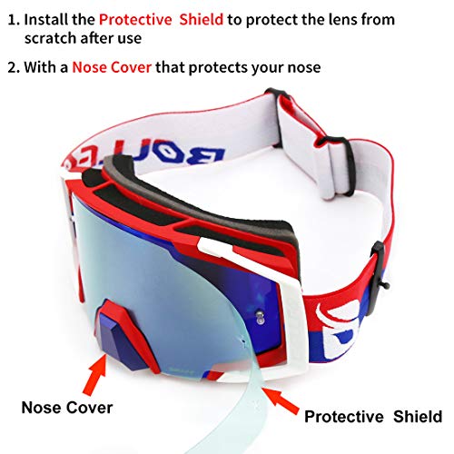 Zdatt Motocross Riding Goggles Dirt Bike Atv Motorcycle Gafas Anti-Uv Motorbike Off Road Ski Goggles Anti-Slip Strap Nose Cover Men Women Fit Glasses & Helmet #TOP1