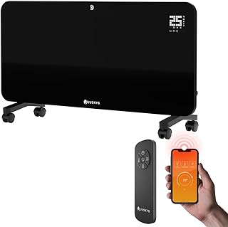 Juskys Glasheizung 2000W Glaskonvektor, Elektroheizung, App-Steuerung, LED-Display, Timer, Wand- & Standgerät mit Fernbedienung