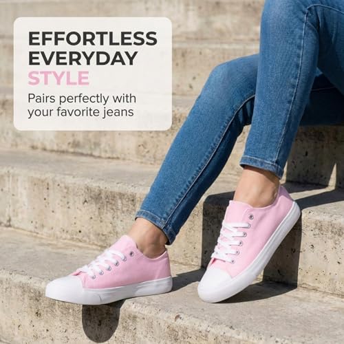 Image of Canvas Shoes for Women, Women's Fashion Sneakers | Casual Low Top, Lace Up, Rubber Sole, Canvas Upper, Cushioned Insole