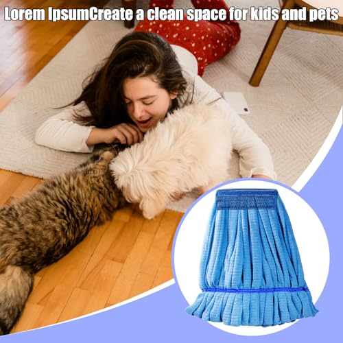 Image of 5 Pcs Commercial Mop Heads, Blue, Polyester, Floor, Medium Weight, Loop Ends, High Absorption, Universal Use