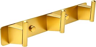 Modern Wall Mounted Coat Hook Rack, Brushed Gold, Space Saving Design, M...