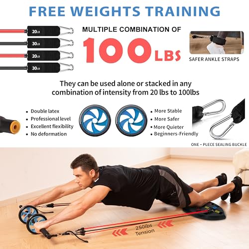 Lalahigh LALAHIGH-1 Portable Home Gym System For Men And Women:Push Up Board, Pilates Bar & 20 Fitness Accessories With Resistance Bands And Ab Roller Wheel-Professional Strength Training Exercise thumb #3