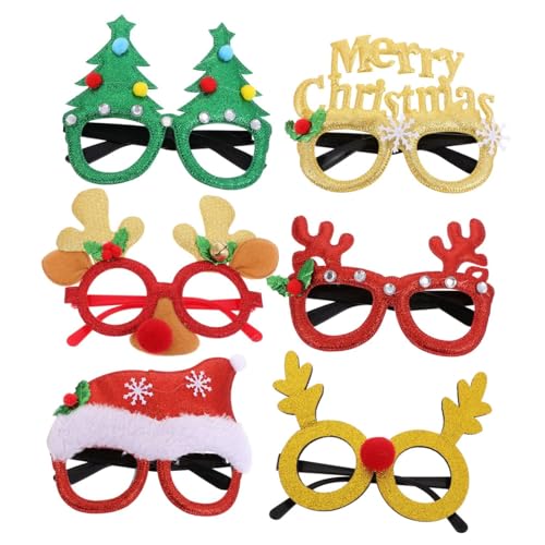 FOYTOKI 6Pcs Christmas Themed Eyeglasses for Adults and Random Style Party Glasses Fun Holiday Decorations Lightweight and Reusable for Festive Celebrations