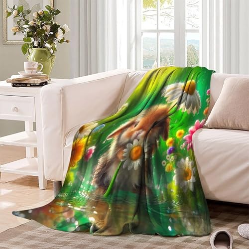 Couverture lapin 3D en microfibre 150x200cm plaid lit et canapé - 4