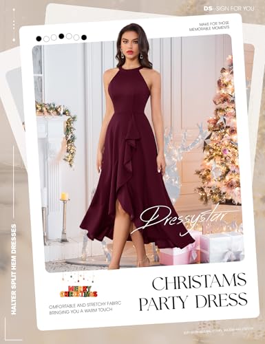 Dressystar Womens Halter Split Hem Party Dress Elegant Long Formal Prom Dress Cocktail Wedding Guest Maxi Dresses3