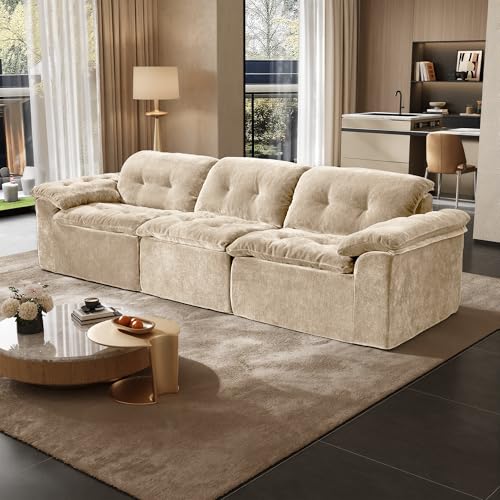 Image of Oversized Modular Sectional Sofa, Large Modern Cloud Sectional Couch with Seat Cushion, Boneless 3 Seater Couch for Living Room, Apartments, No Assembly Required, Coffee