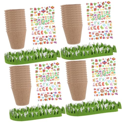 Kisangel Copa De Pulpa para Plántulas DIY Kit De Manualidades para Macetas De Jardín Maceta De Pulpa De Papel con Pegatinas para Hacer Flores y Plantas Casa