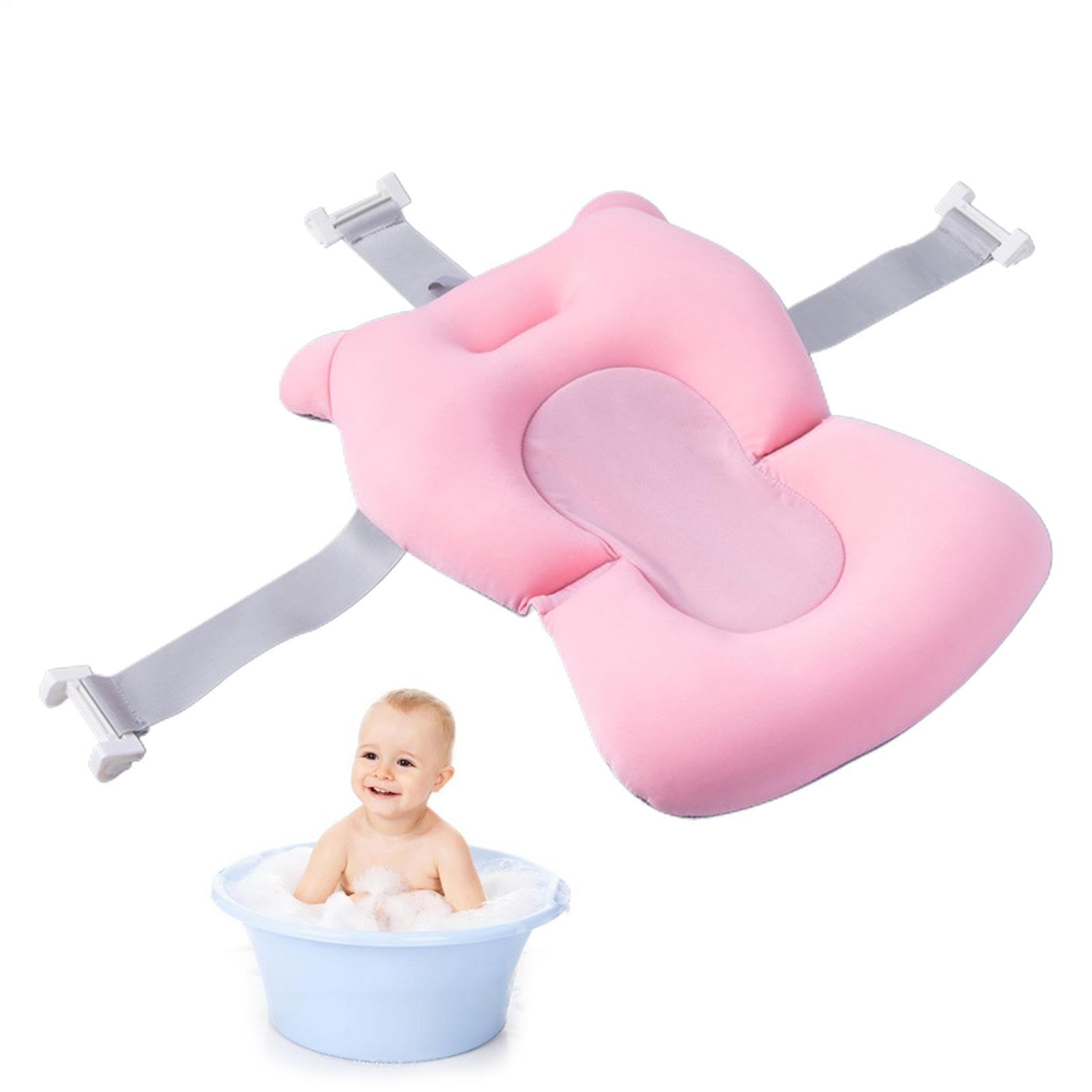 Cojín De Baño Para Recién Nacido, Alfombrilla De Baños Acolchada Antideslizante, Almohada Con Soporte Adaptable Con Hebillas Y 3 Cinturones De Seguridad, Articulo Para Baño Del Bebé En Hogar — view 5