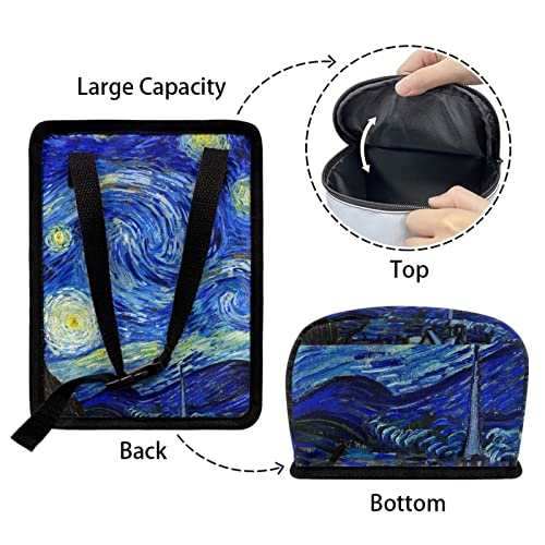 Image of Van Gogh Starry Sky Car Trash Can Car Interior Accessories Organizer Garbage Bag Dustbin Container with Lid Waste Basket Storage Pockets Hanging Vehicle Trash Bin