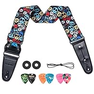 ADJUSTS UP TO 62": Guitar strap from 37 to 62 inch, best length for adults or teens to play in comfort their acoustic guitar, electric guitar, bass, etc COMFORTABLE GUITAR STRAP: Comfortable and breathable polyester printing guitar strap, ideal for p...