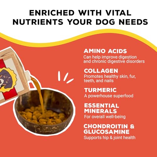 Image of Brutus Bone Broth Liquid for Dogs | All Natural | Made in USA | Glucosamine & Chondroitin for Healthy Joints | Human Grade Ingredients | Hydrating Food Topper, Gravy & Treat (Pork, 6-Pack)