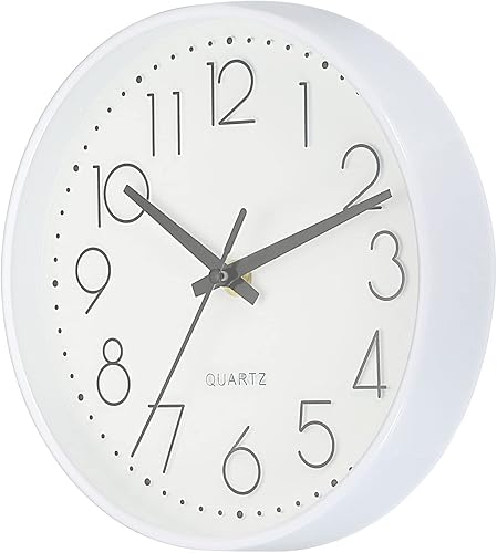 PATIKIL Reloj de pared redondo de 8 pulgadas, funciona con pilas, silencioso, sin tictac, para oficina, dormitorio, cocina, color blanco PATIKIL Reloj de pared redondo de 8 pulgadas, funciona con pilas, silencioso, sin tictac, para oficina, dormitorio, cocina, color blanco