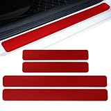 Car Door Sill Stickers Protector,Carbon Fiber Door Entry Guard Vinyl Reflective Decal,Red Door Sill