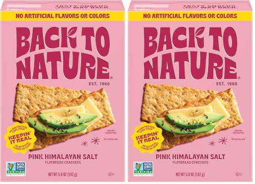 Image of Back to Nature - Pink Himalayan Sea Salt Multigrain Flatbread Crackers - Made With Real Ingredients like Wheat Flour and Whole Grains - Enjoy a Seriously Tasty Non-GMO Snack - 5 ounce (Pack of 2)
