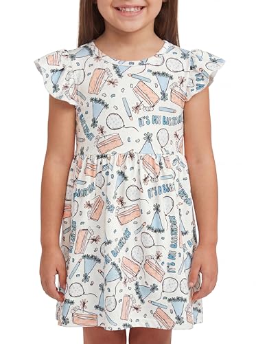 Image of Unique Baby Girls' Short Sleeve Everyday Printed Dresses for Kid and Toddler, Sizes 2T-12Y
