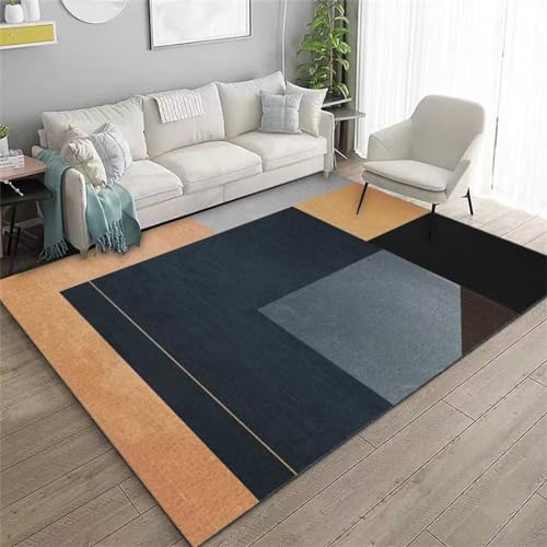 Tapis de chambre hypoallergénique et grand tapis de sol salon géométrique gris orange 180x200