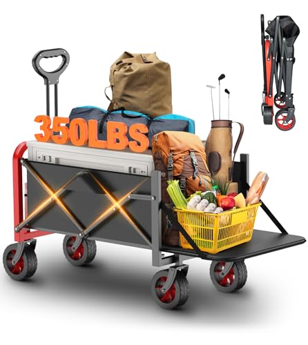 Folding Camping Trolley 350LBS, Festival Trolley on Wheels, 200L Folding