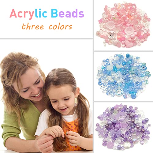 Janmin 300 Grams Beads Charms Pendants, 3 Colors Assorted Acrylic Beads Charms For Jewelry Making Bracelet Necklace Earrings Bangles, Diy Art Craft #TOP5