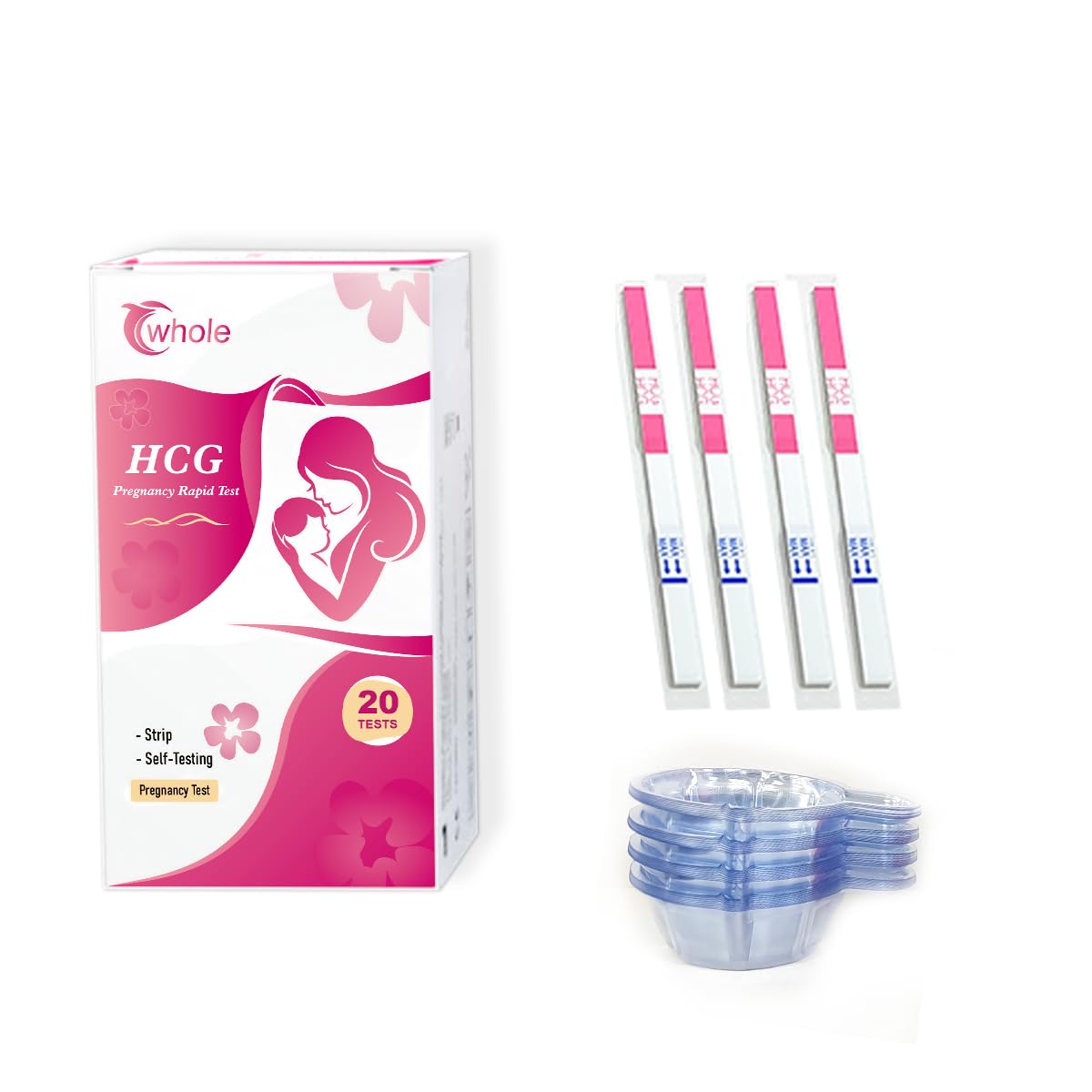 Cwhole 20 Pregnancy Test Strips for Early Detection 10 MIU/ml-Width of 5mm Home Test