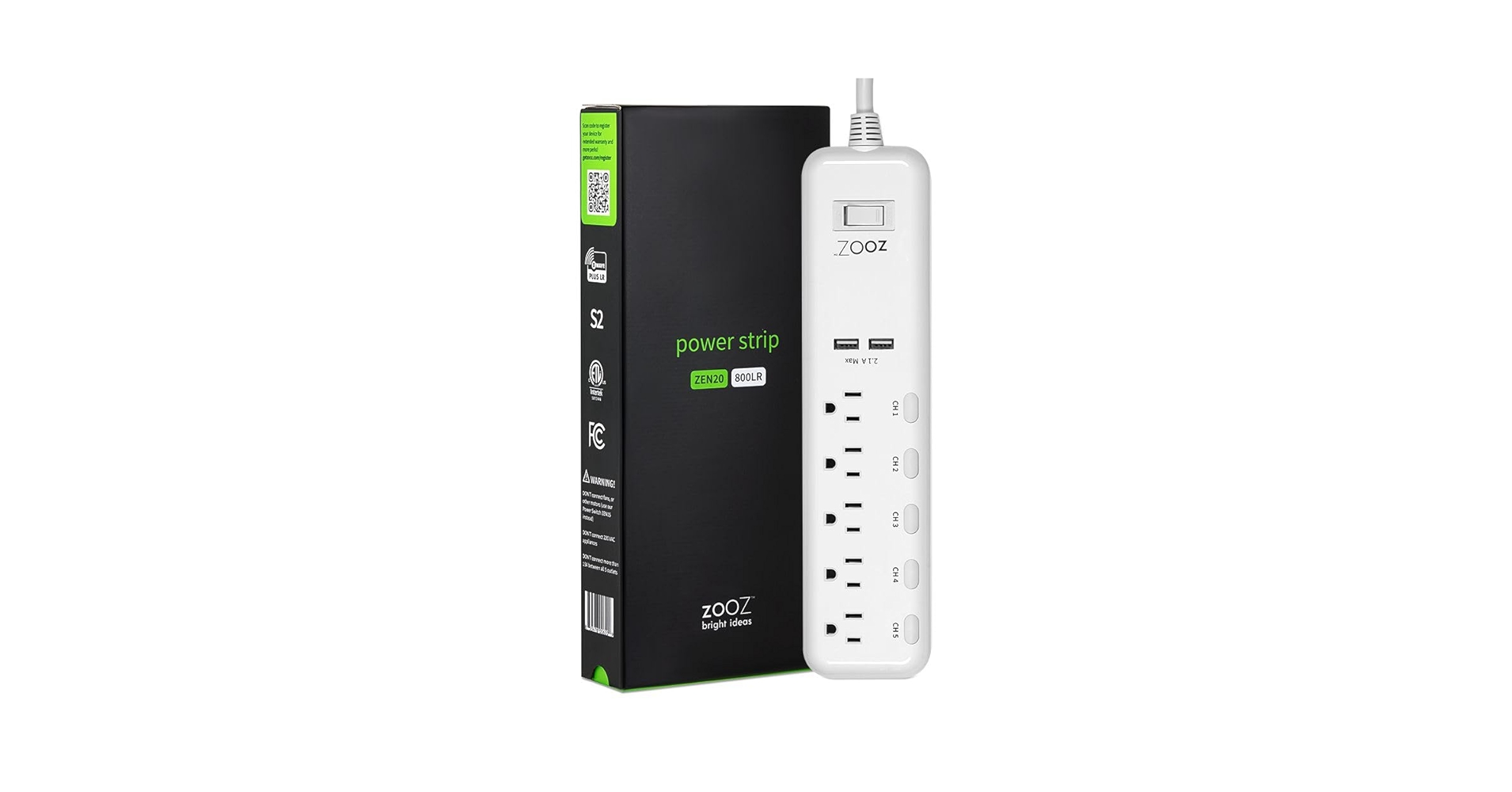Amazon.com: Zooz Z-Wave Long Range Power Strip ZEN20 800LR with