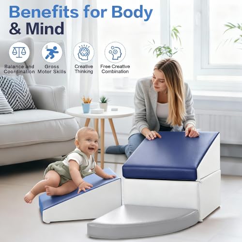 Image of Sumbababy Climbing Foam Blocks for Toddlers: PU Leather Foam Blocks for Kids Active Play - Toddler Climbing Toys Indoor - Durable Playground Gym Preschool Toddler Toys for Boys and Girls