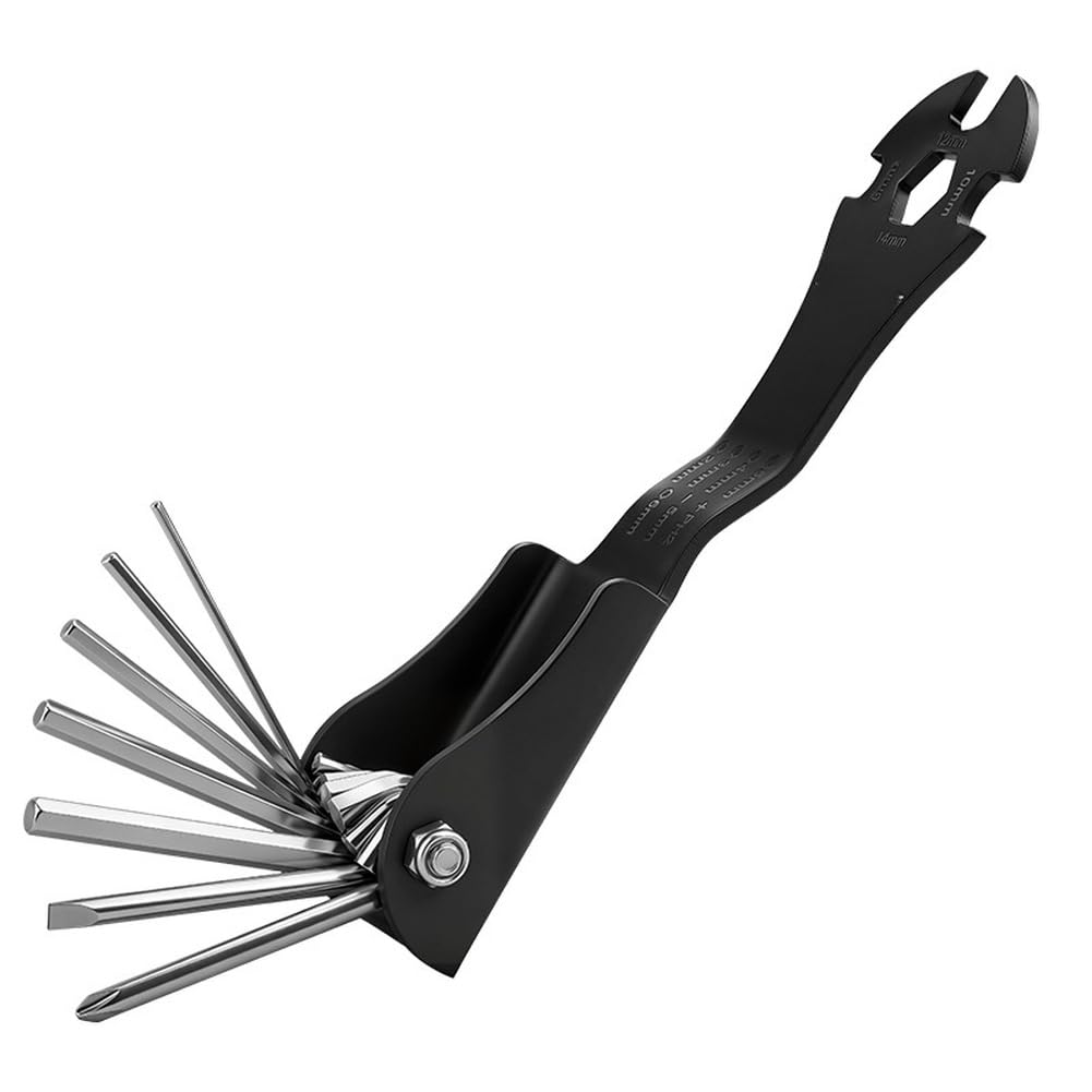 11-in-1 Faltbares Inbusschlüssel Set aus Chrom-Vanadium-Stahl, Mehrwerkzeug für Fahrrad Wartung und Reparatur mit 2mm bis 14mm Größen