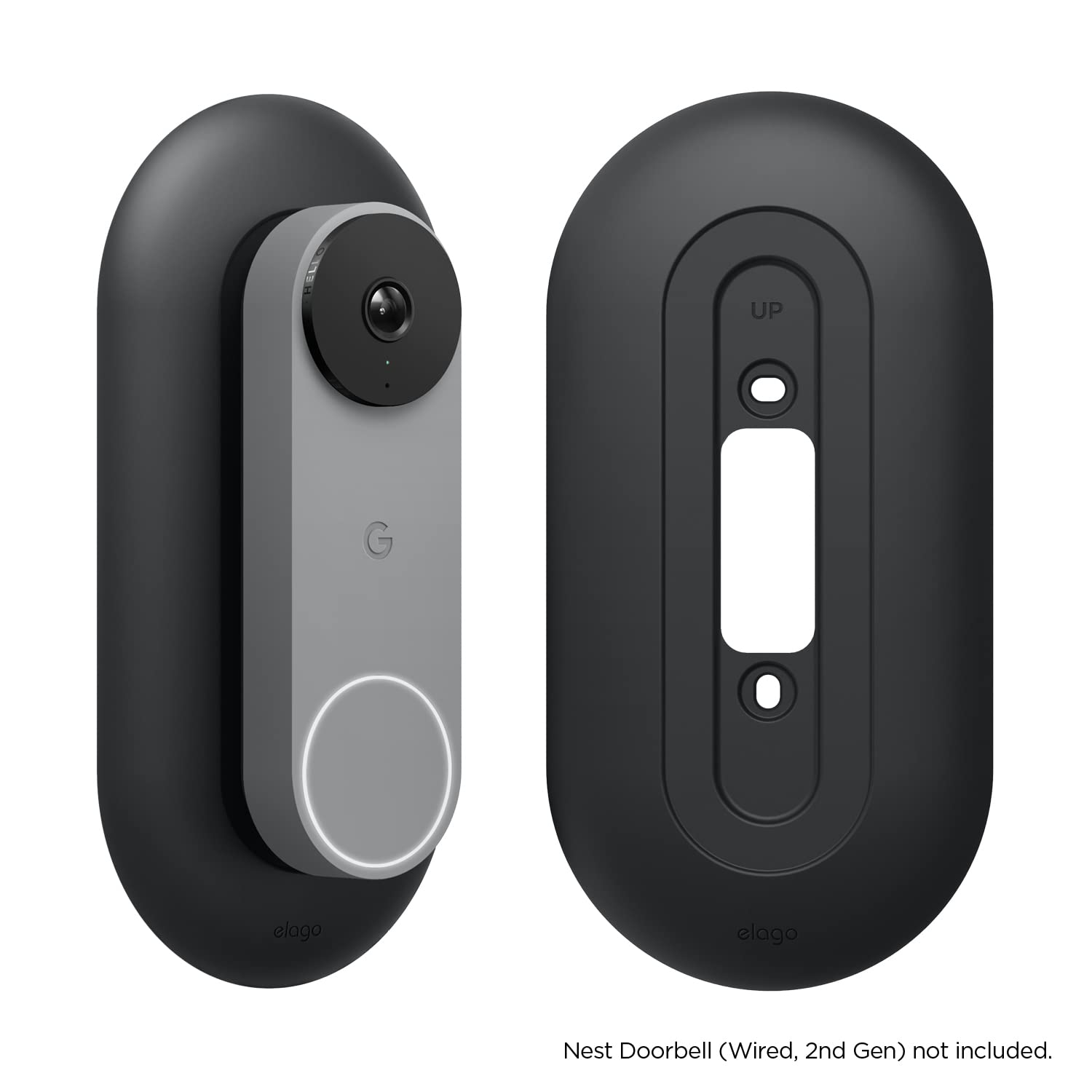 elago Mount Compatible with Google Nest Hello Video Doorbell Wall Plate (Wired, 2nd Gen) - Doorbell Chimes, Perfect Color Match with Angle Wedge (Black)