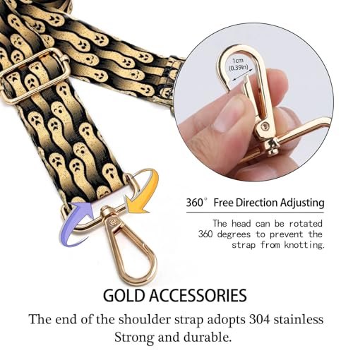 Image of Dsigo Purse Strap, 1.5 inch Wide Gold Alloy Buckle Floral Printing Crossbody Shoulder Strap for Bag Handbag Crossbody Bags