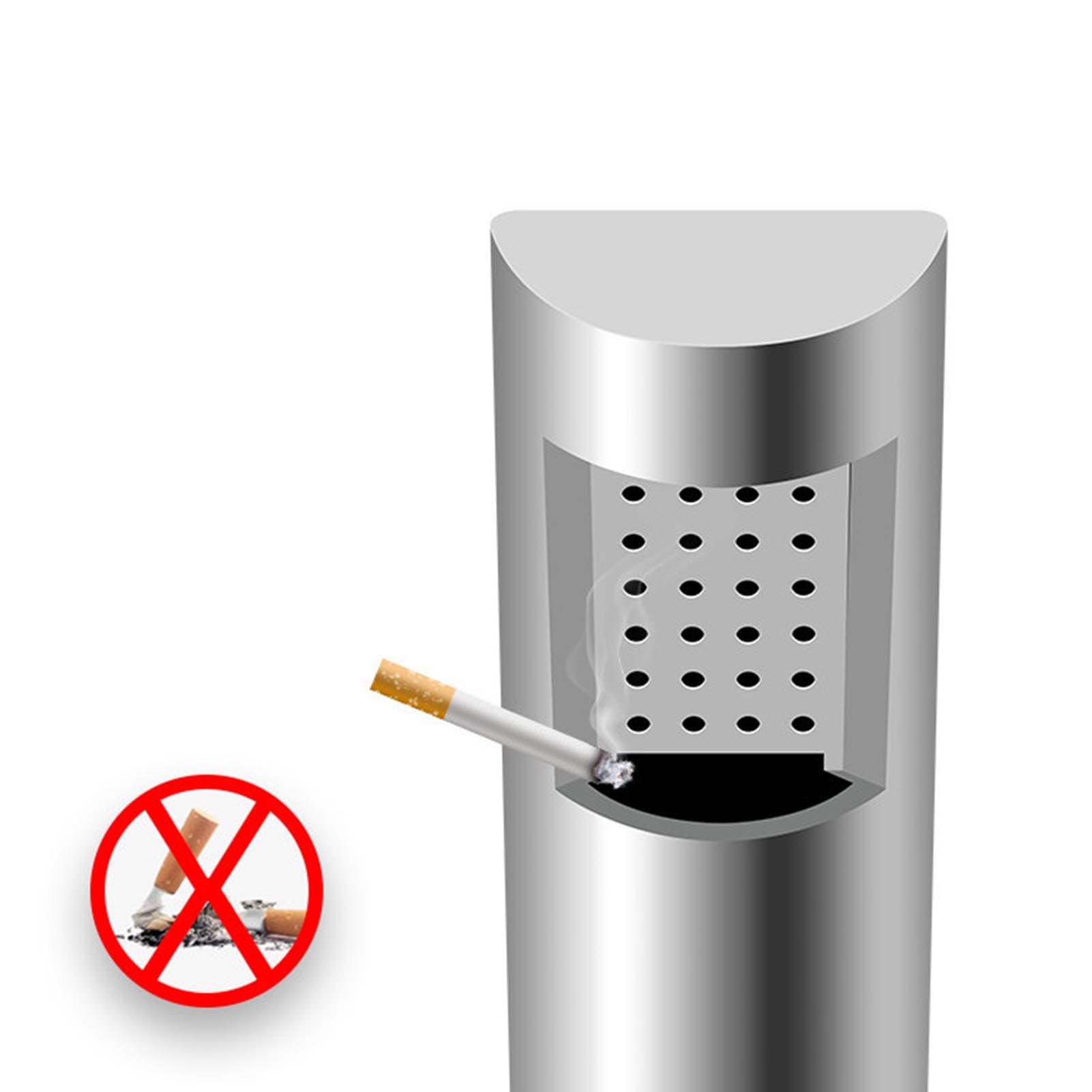 Zamykany zewnętrzny pojemnik na papierosy ze szczotkowanej stali nierdzewnej, naścienny, duża komercyjna popielniczka do hoteli, trwała popielniczka na cygara (srebrna)