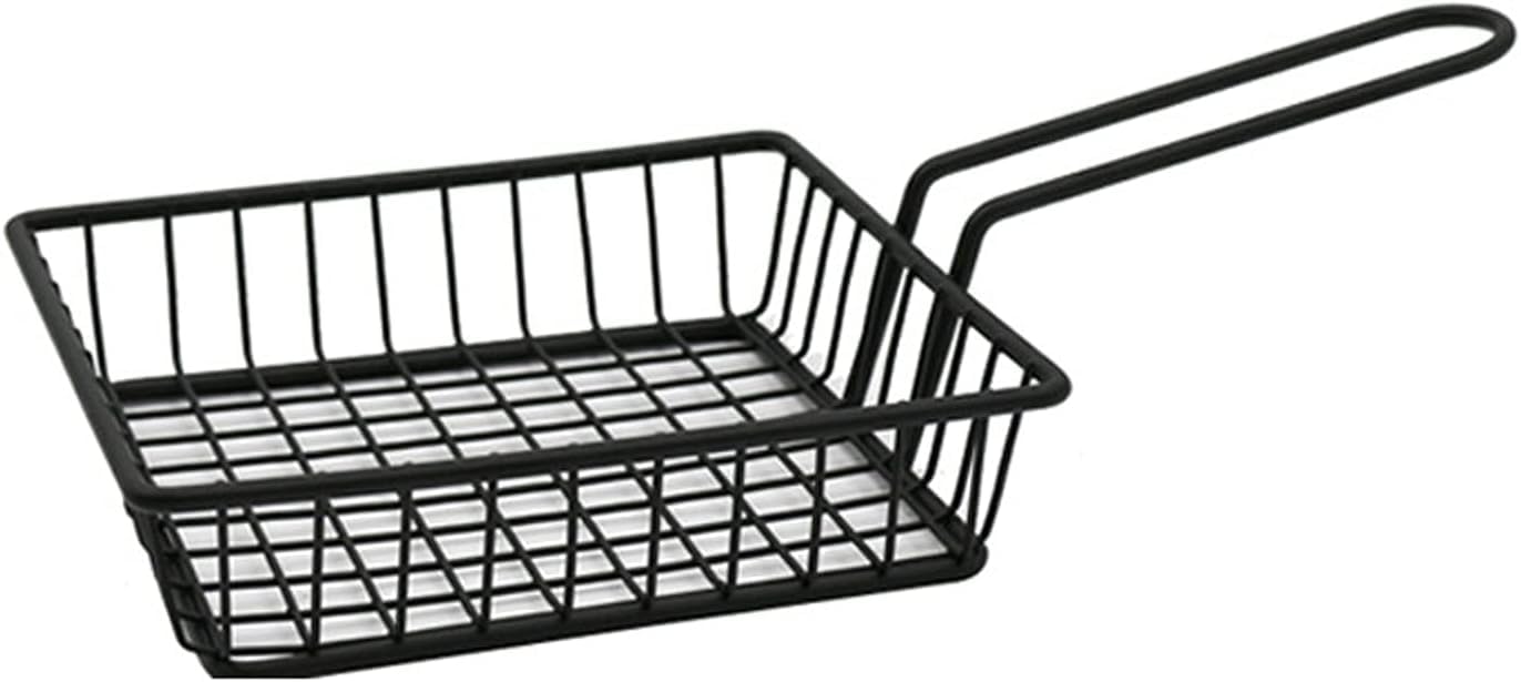 SDYdsgE chip basket， Black Square Fried Basket with Handle Creative Stainless Steel French Fries Mini Snack for