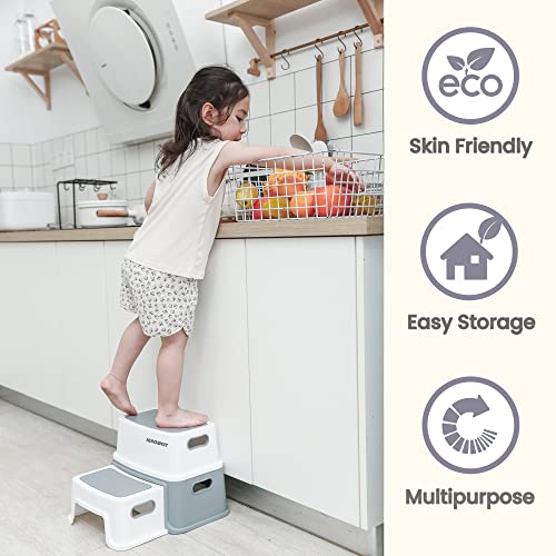 Innowest® 2 Step Stool For Kids, Sturdy Toddler Two Step Stool For Toilet Potty Training, Bathroom,Kitchen, Slip Resistant,Stools For Safety Dual Height & Wide Two Step (Navy) #TOP3