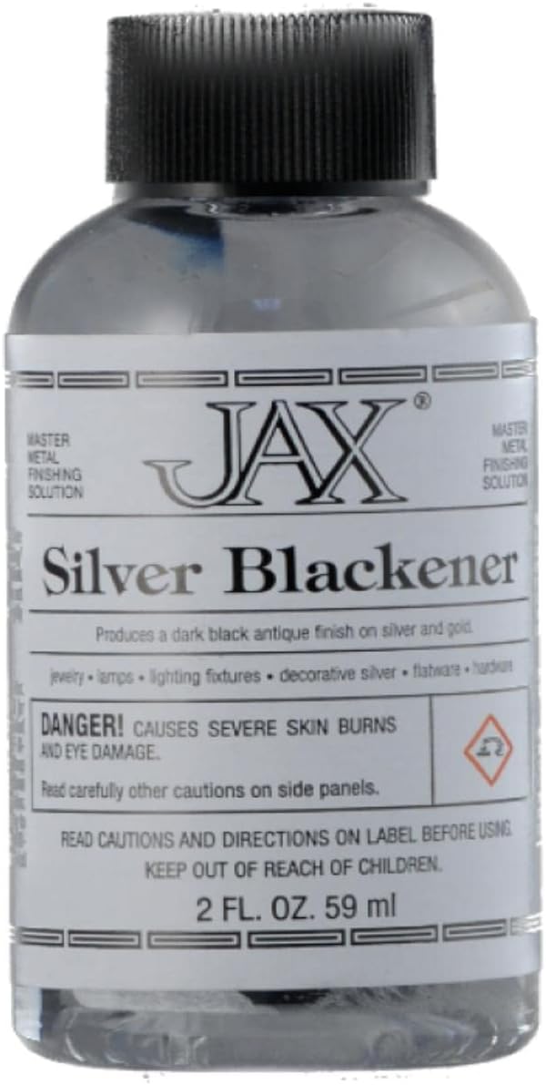 JAX Silver Blackener - Metal Finishing Solution - Antique Finish Without Heat or Electricity - 2 Ounce