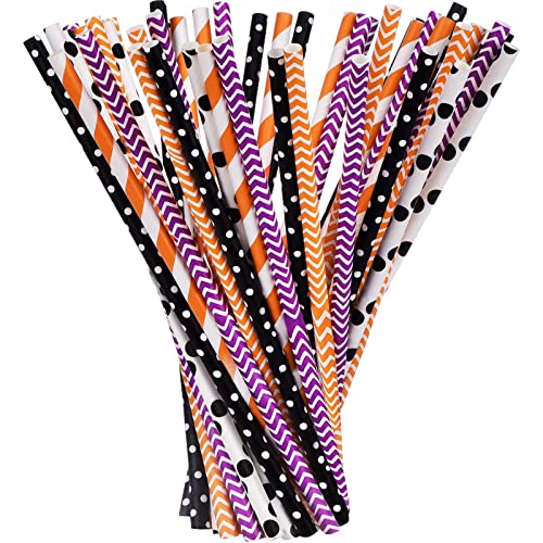 Shappy 125 Pieces Halloween Paper Straws Bulk, Disposable Decorat...