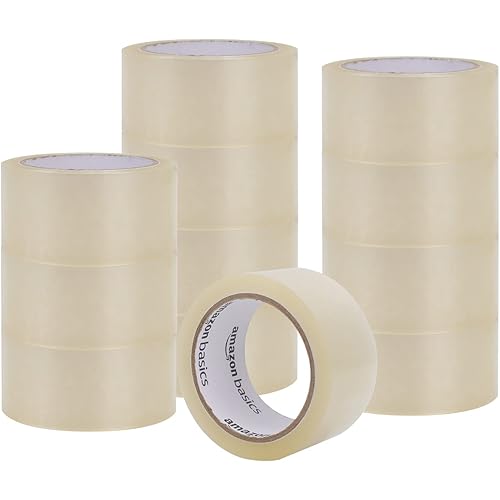 Amazon Basics Packaging Tape, 1.9 in x 72.2 yards, 1.8mil Thickness (12-Roll), Clear