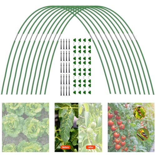 10 Aros de Invernadero de Fibra de Vidrio, de túnel de láminas para bancal Elevado, inoxidables, duraderos, Flexibles, de Fibra de Vidrio, túnel para Plantas