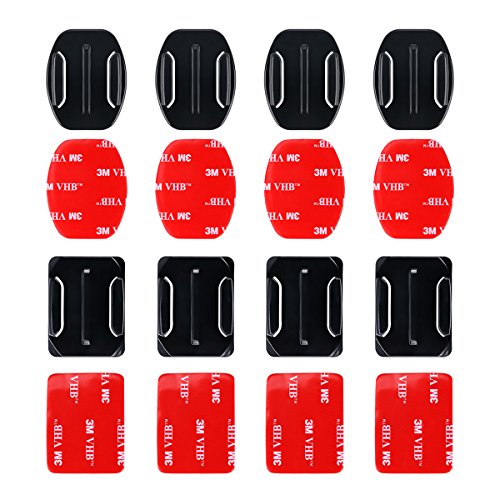AFAITH 8 PCS Helmet 3M Adhesive Pads Sticker Flat Curved Mounts - 3X Curved and 3X Flat Mounts Accessories kit for Gopro Hero 10 9 8 7 6 5 4 3+ 3 TM052