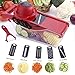 Produktbild Acale Mandoline Slicer Gemüse Schneider - 5 in 1 Multi Gemüsehobel, Mandoline Reibe für Schneide, Gemüse Obst schnell und gleichmäßig Gemüseschneider Slicer mit 5 Verschiedene Wechselklingen (Rot)