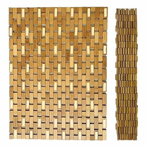 Alfombrilla de baño de bambú con base de madera premium para spa 3