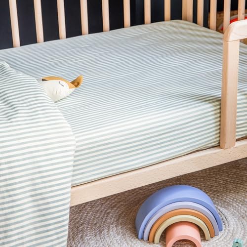 Drap housse bébé percale de coton bio rayé lit nourrisson 60x120 - 2