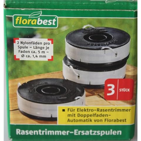 3x Lawn Trimmer Replacement Spool Florabest LIDL FRT 450 A1, FRT 430/10, FRT 430, FRT 500/8 with Double Thread autofeed Cover