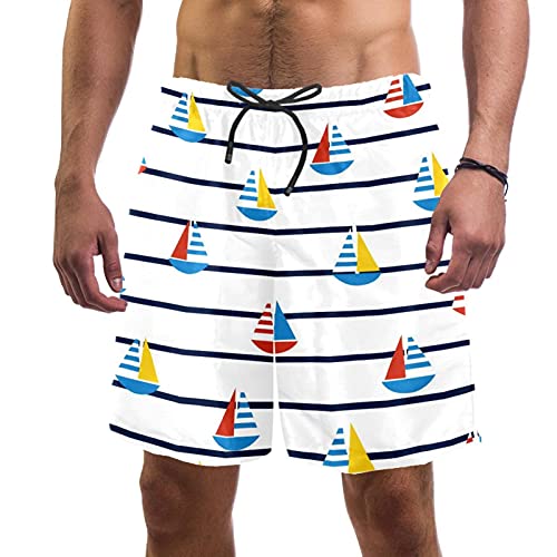 Short de bain pour homme avec taille élastique ajustable et 2 poches latérales